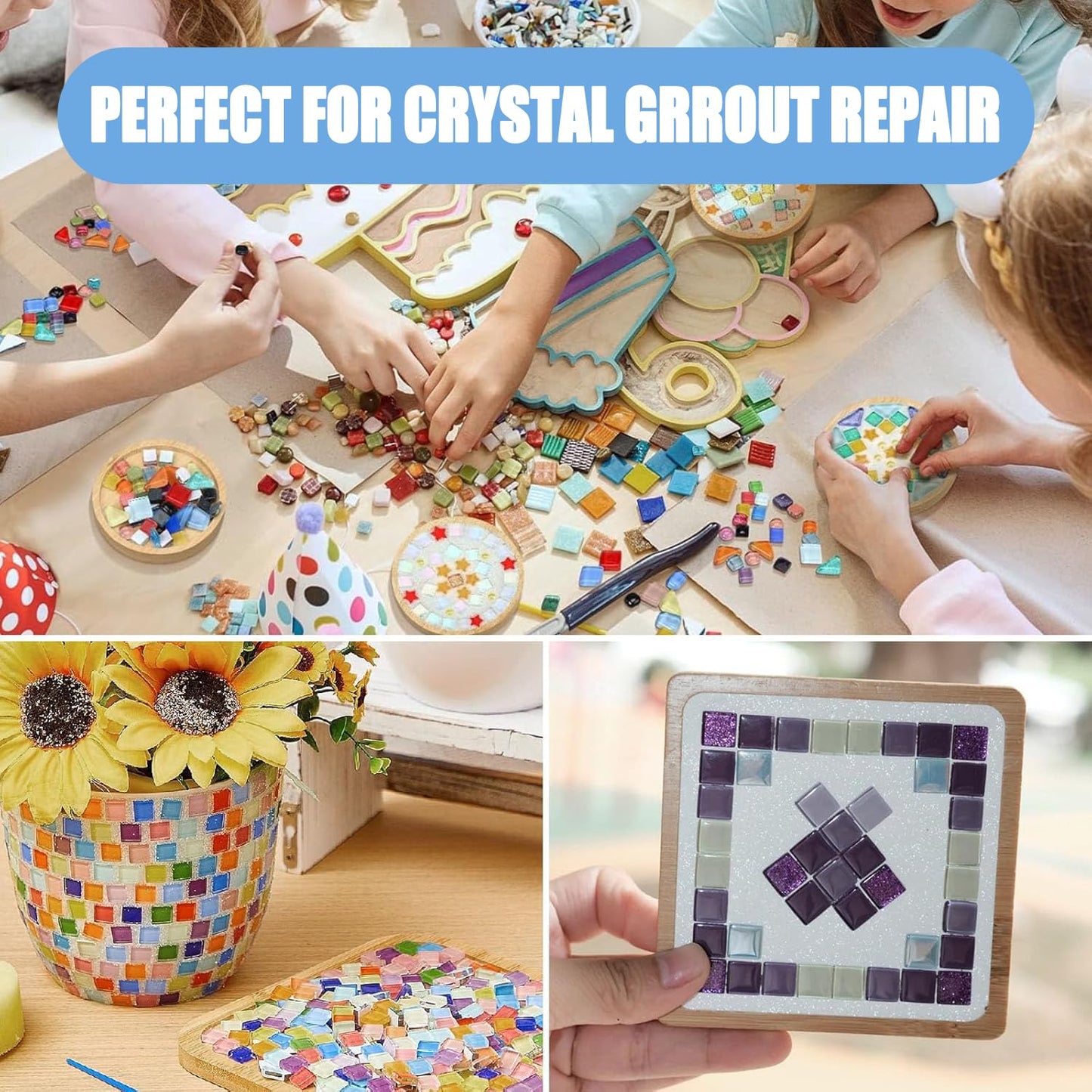 Mosaic Crystal Grout – Ultimate Grouting Solution & DIY Craft Essential for Mosaic Tile Projects, Handmade Art, & Home Decor (4.5oz)