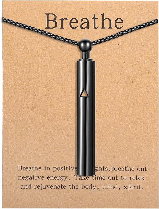 Anxiety Breathe Easy Necklace Mindfulness Breathing Necklace Breathlace Stainless Steel Pendant for Natural Calm & Stress ...