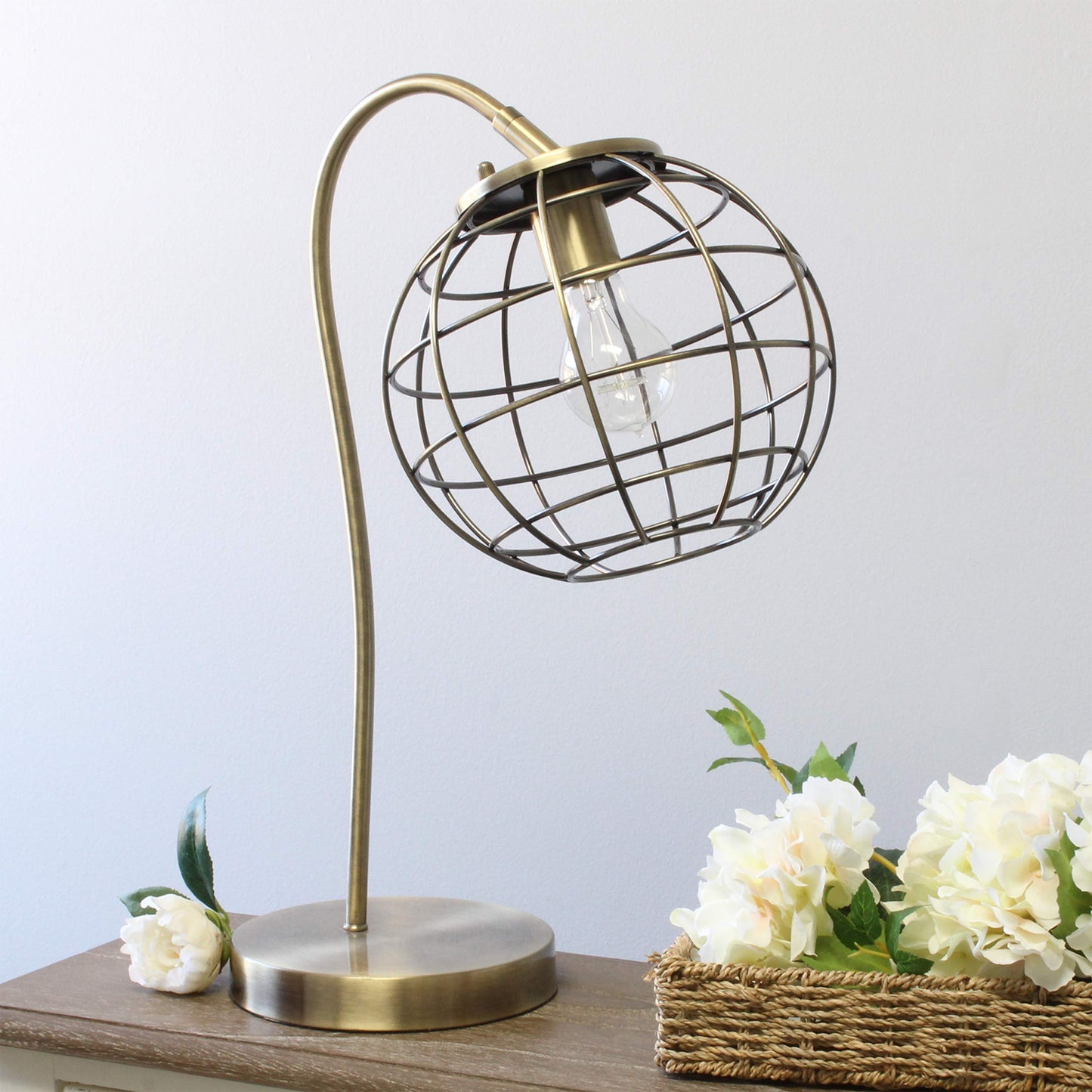 Elegant Designs LT2068-ABS Metal Desk Table Lamp, Antique Brass Finish