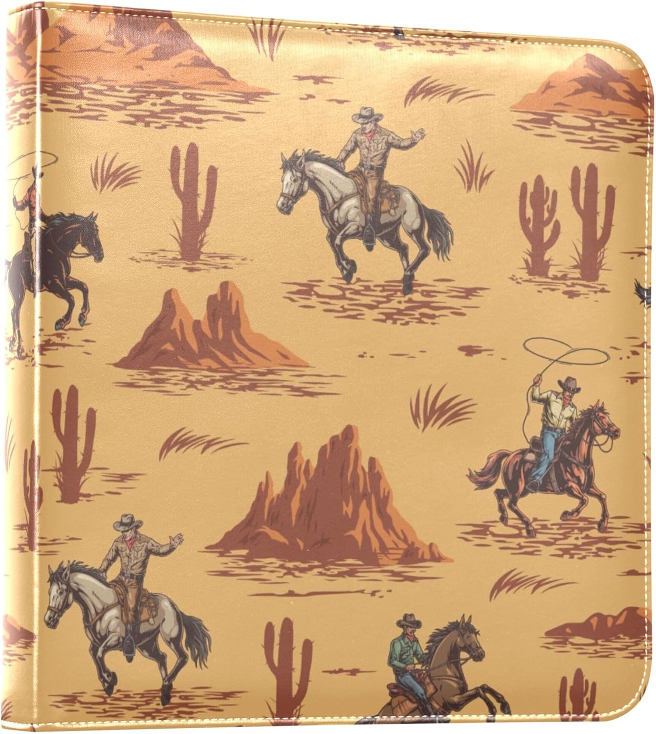 Fisyme Western Cowboy American Photo Album Self Adhesive DIY Scrapbook Album for 2x3 4x6 5x7 6x8 Pictures 20 Pages Memory Book for Family Wedding