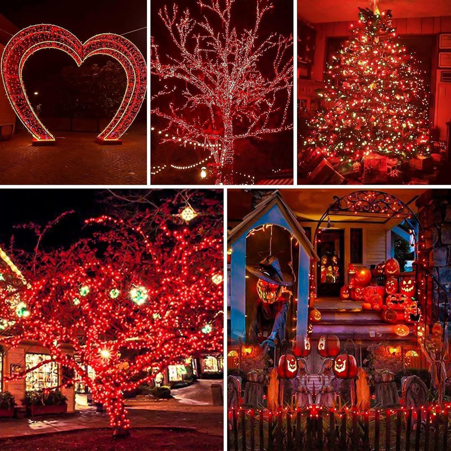 Albelt 2 Pack 480 LED Solar Christmas Lights, 170 FT Waterproof Twinkle String Lights, 8 Modes, Red, Model SSLGW