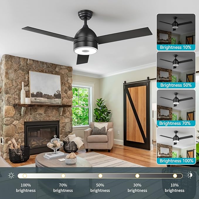 Black 60 Inch Ceiling Fan with RGB Dimming LED Light,with Music Bluetooth Speaker,with Remote Control,3-Speed Regulation, Reversible Motor,Timing,for Living Room,Bedroom,Restaurant