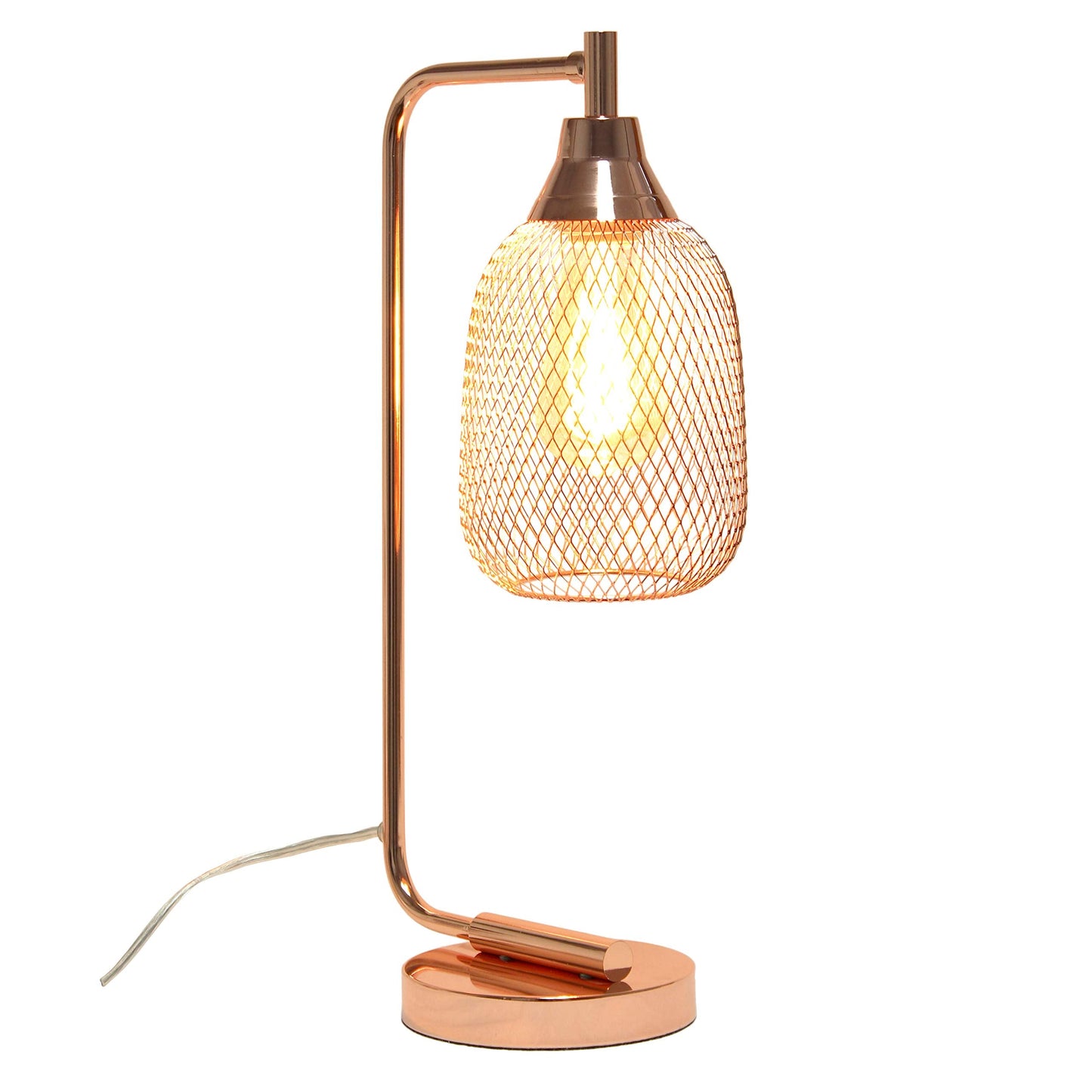Simple Designs LD1060-RGD Table Desk Lamp, Iron, Mesh Wire, Rose Gold