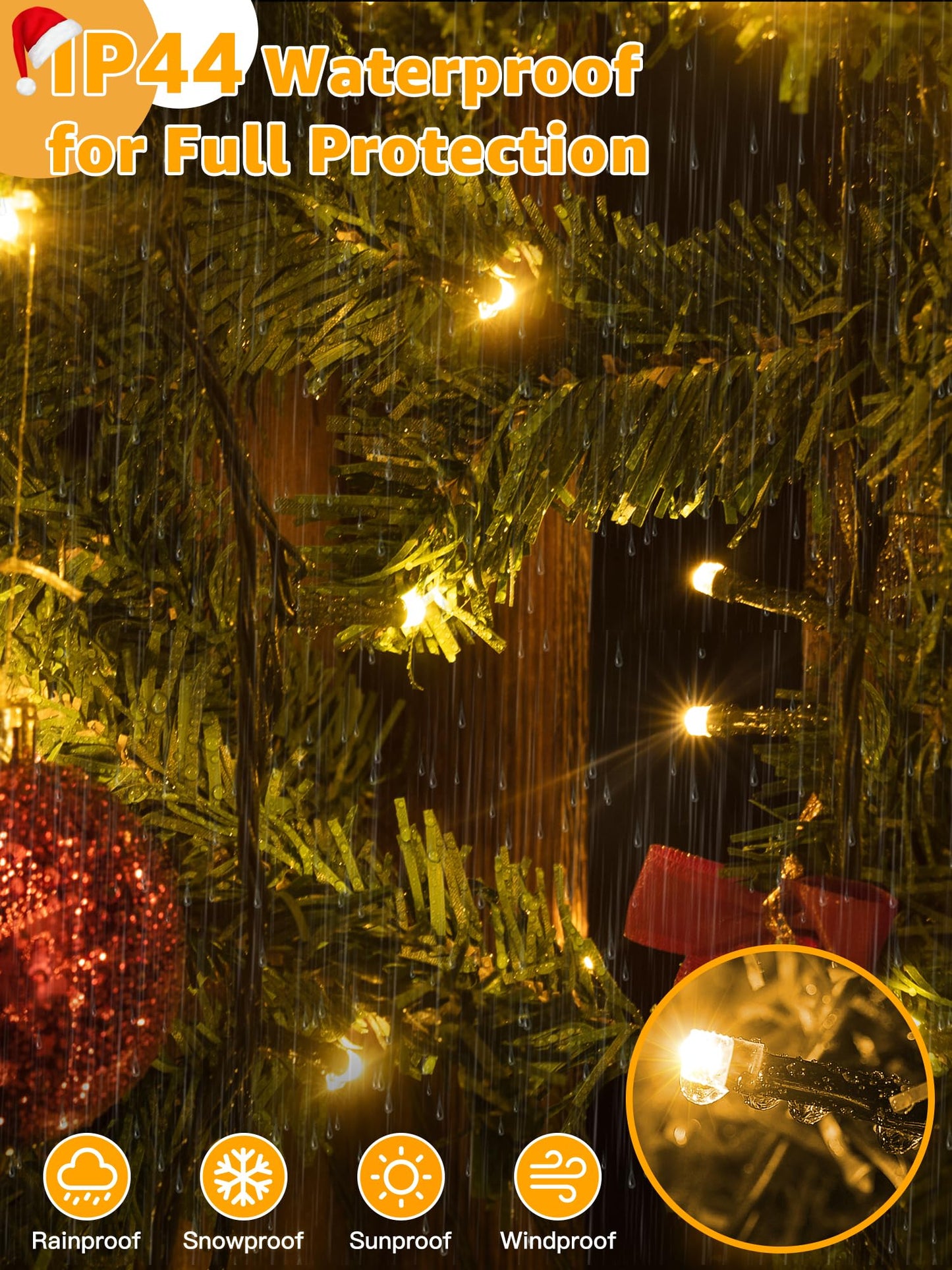 Brightchristmas 1000 Led Waterproof Outdoor String Lights, Warm White, 328 Ft, With Remote & Timer, 8 Dimmable Modes, Model Nya1000A
