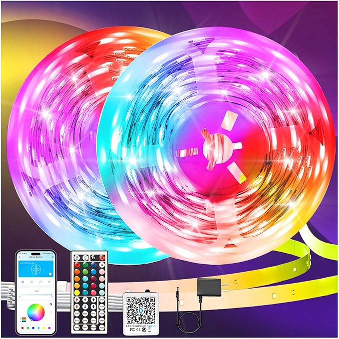 DAYBETTER LED Strip Lights 150 ft, Smart LED Lights for Bedroom, Bluetooth Led Light Strips with Remote, App Control, DIY ...