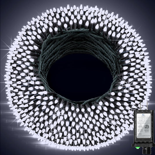 750 Led 240Ft Christmas String Lights Outdoor  12 Pro Modes And Timer Memory & Brightness  Plug In Waterproof Dark Green Wire Twinkle Light For For Xmas Yard Tree Wedding Party Decor (Cool White)
