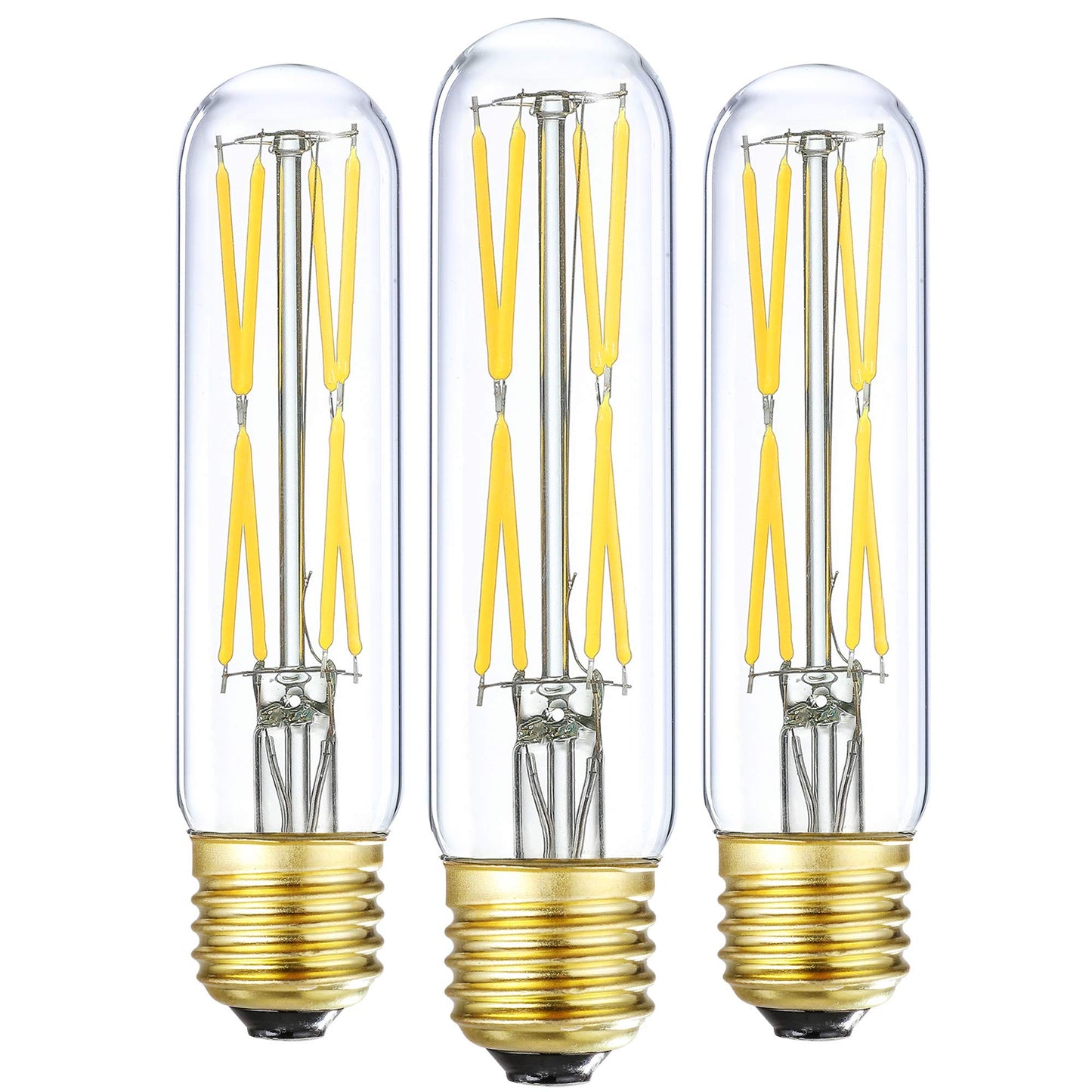 XININSUN T10 LED Bulb 8W Dimmable Clear Glass E26 Base 4000K Daylight 850lm 3 Pack