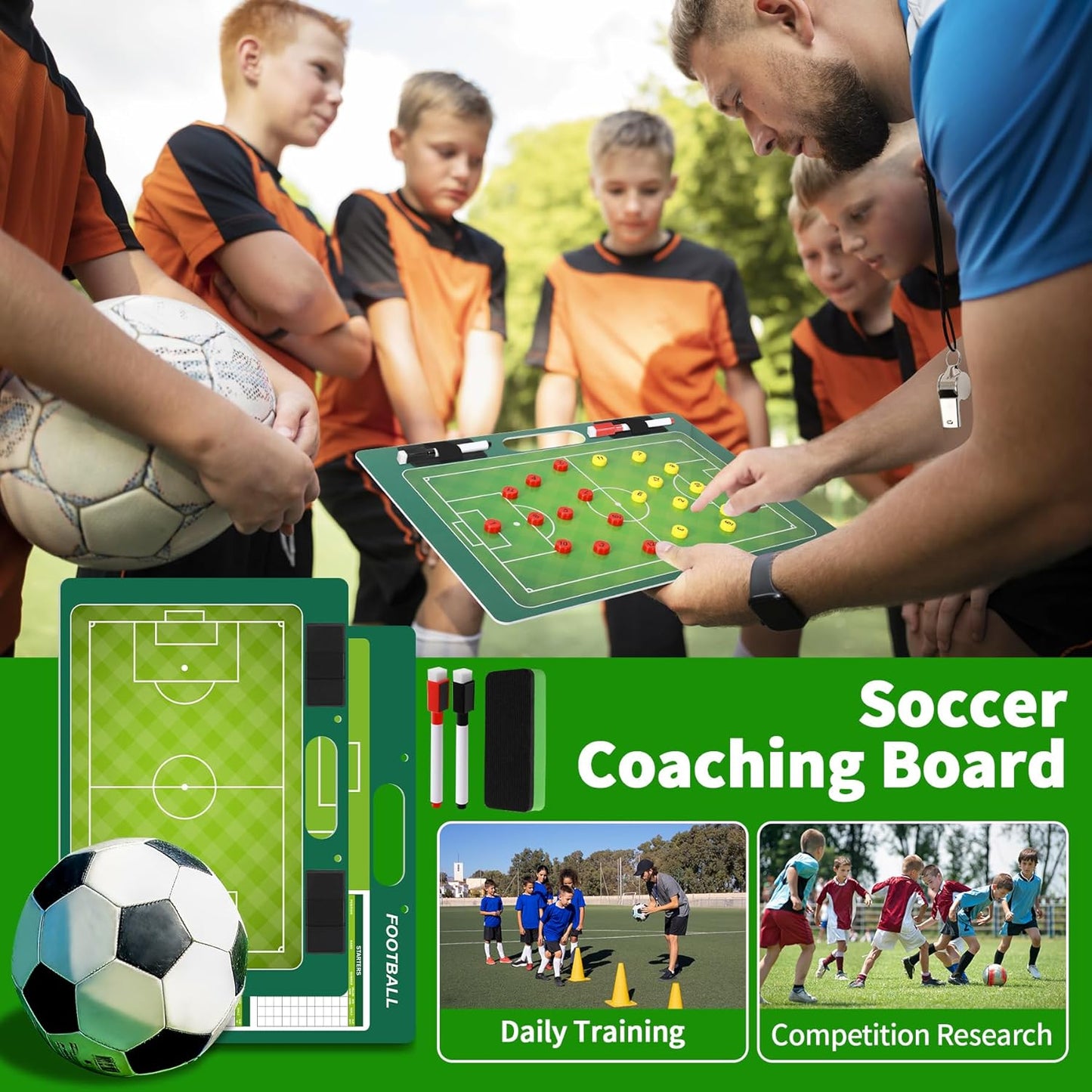 R2Depot Magnetic Coach Marker Boards, Dry Erase Double-Sided Coach Lineup Clipboard, Coaches Gift, Fit for Basketball, Football, Soccer, Baseball
