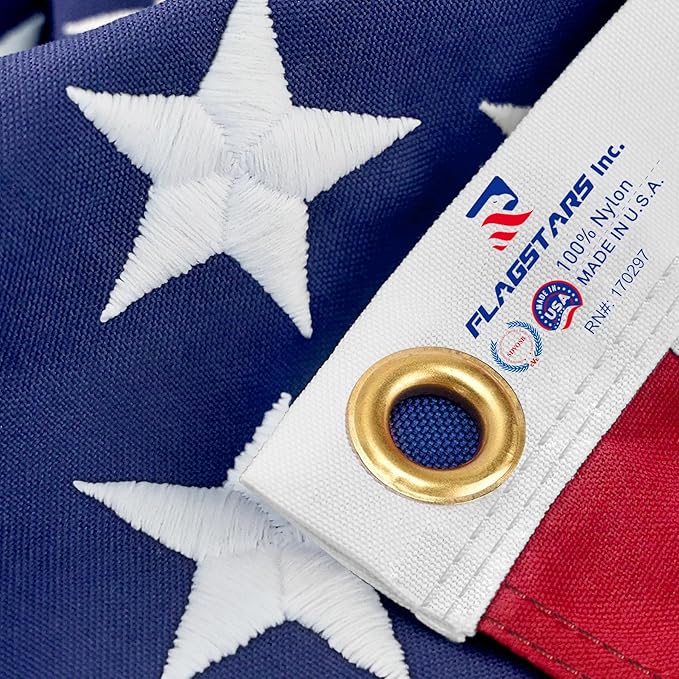 American Flag Durable Nylon 3x5 Ft Outdoor Heavy Duty, Made in USA American Flags ,Longest Lasting Non Fading American Fla...