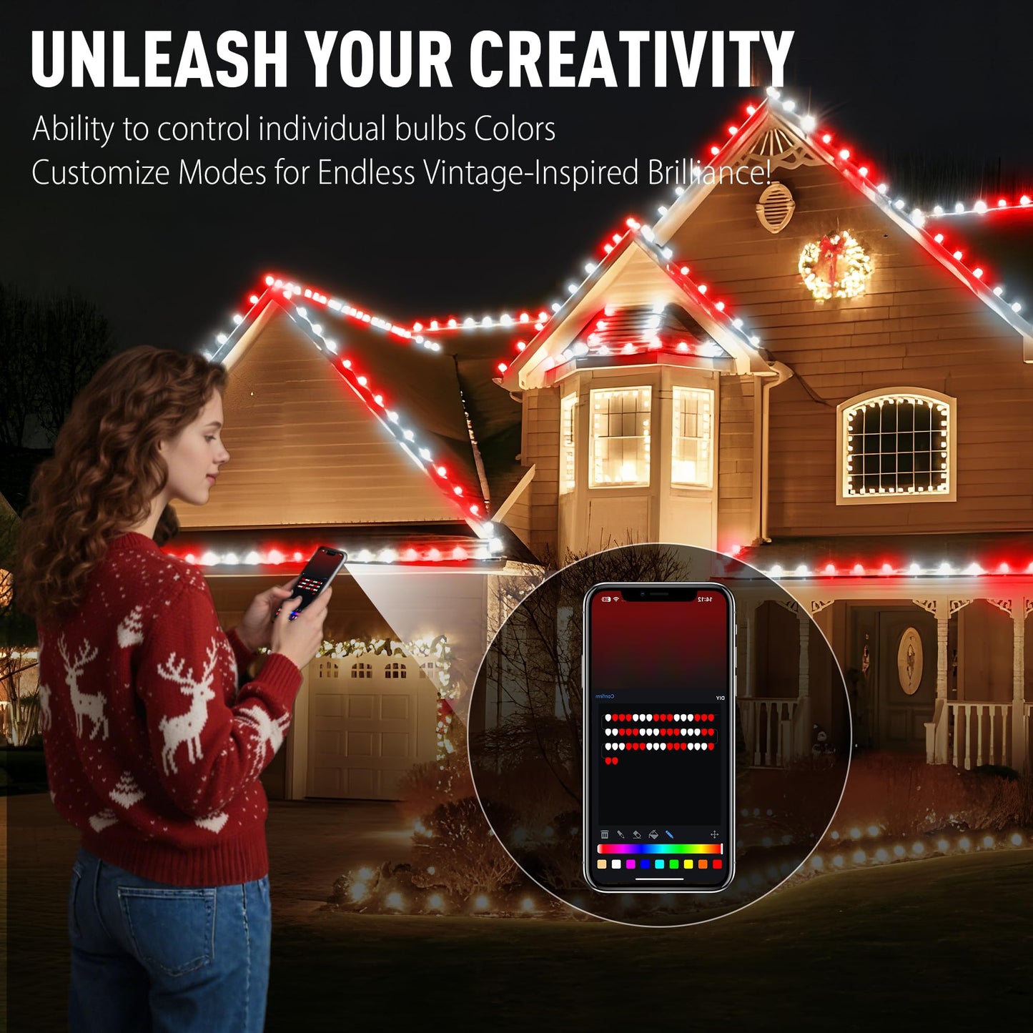 Probro Smart C9 Halloween Lights, 100 LEDs, 79 FT, Waterproof, Orange & Purple, App Control, Model HYS-PUL0502500-BWSL35