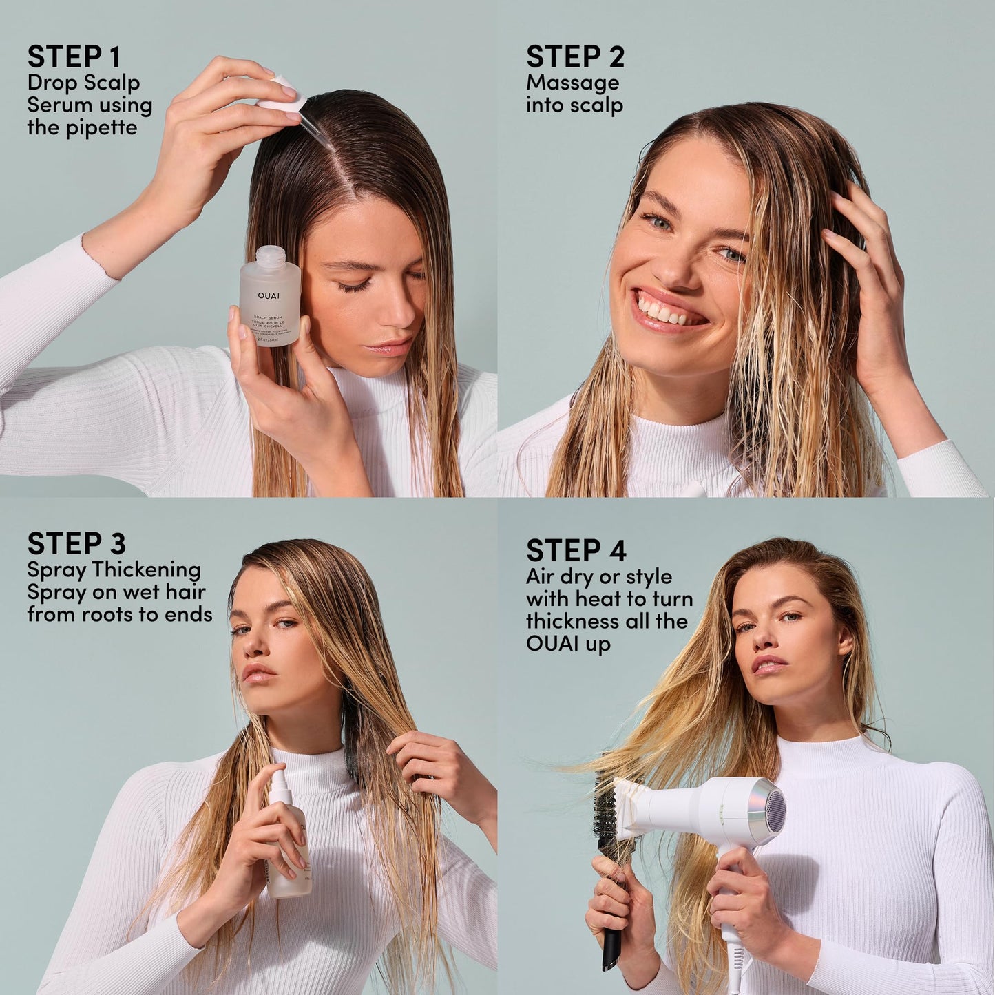 OUAI Hair Thickening Spray - Thickening & Volumizing Spray for Instantly Thicker, Fuller-Looking Hair - Protects, Strengthens &