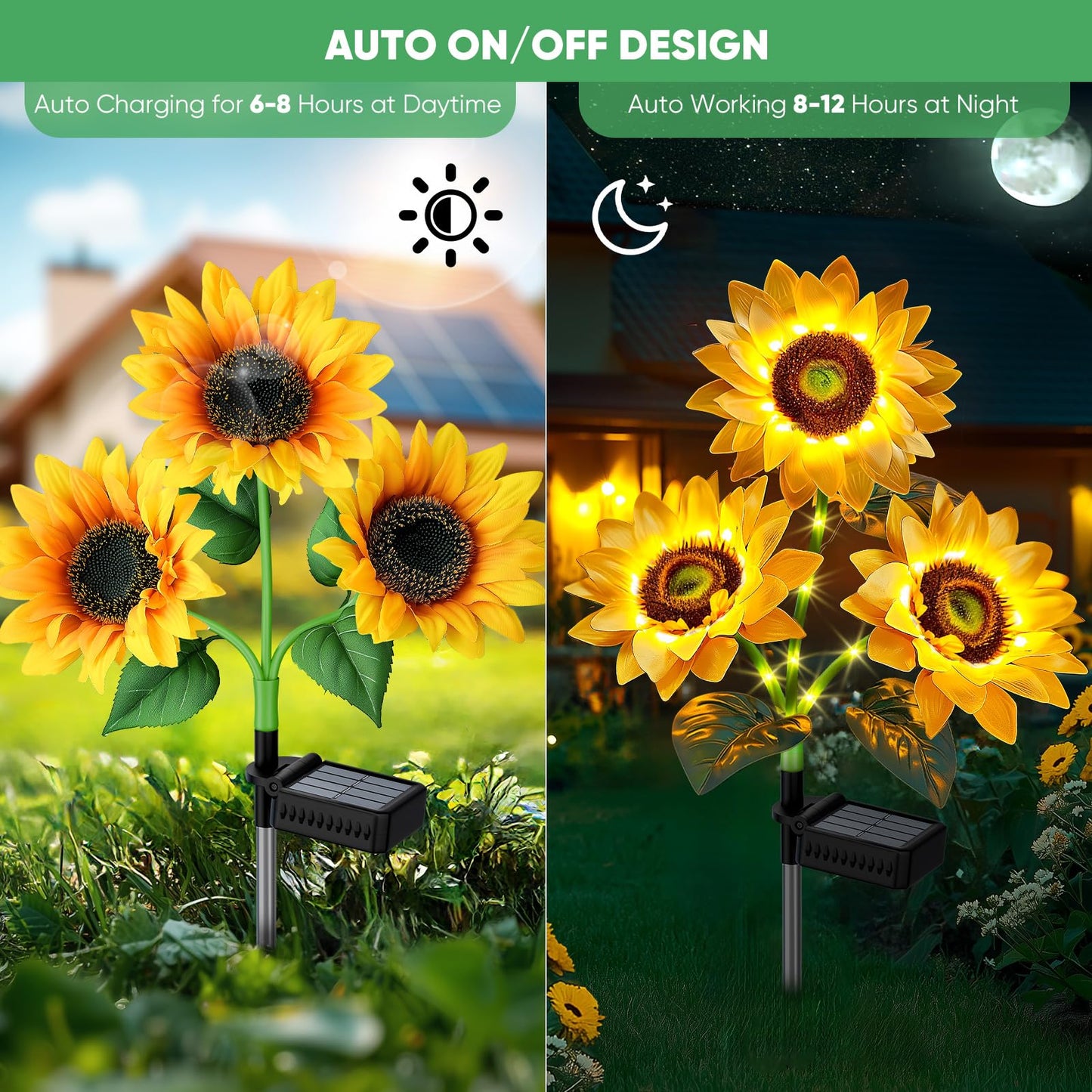 Sunflower Solar Lights Garden Decor: 10-Pack Artificial Led Solar Flower Lights Christmas Outdoor Decorations- Waterproof Decorative Light For Patio Yard Pathway Walkway - Xmas Gifts For Women Mom