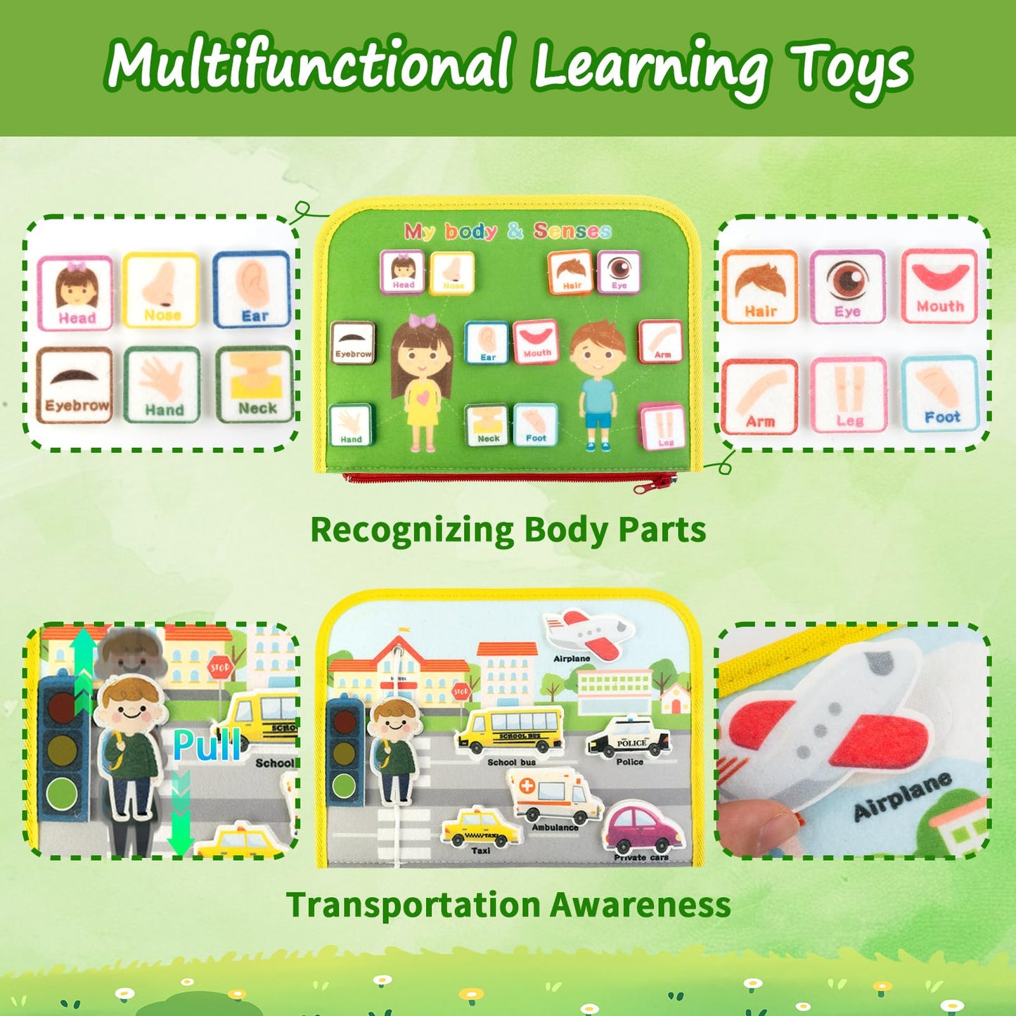 Toddler Busy Board, Farm Busy Book Montessori Toys for 1 2 3 4 Year Old, Sensory Board Preschool Learning Toy Activity Books Birthday for Girls Boys, Travel Toys for Airplane Car