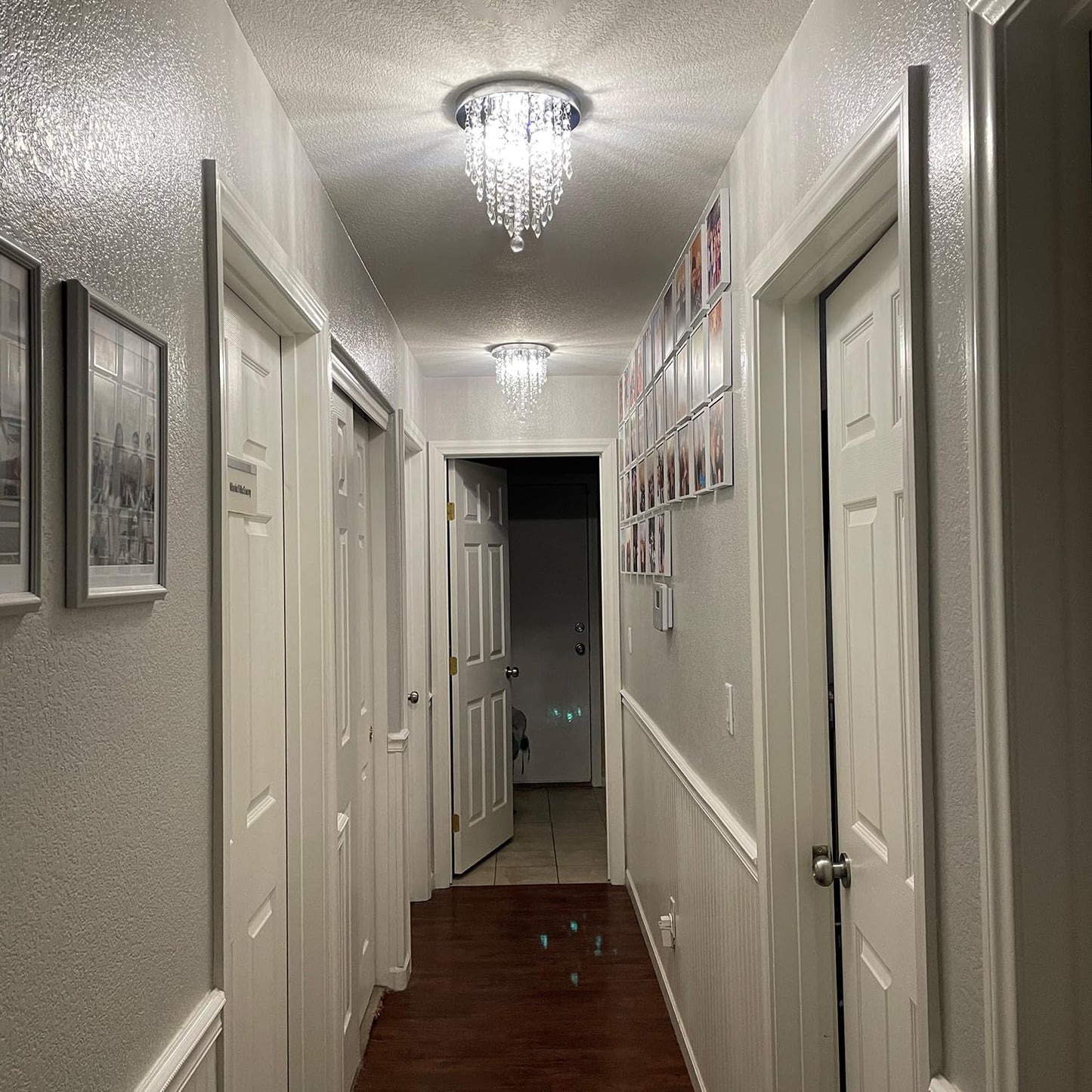 TISLYCO Crystal Chandelier, Modern 3 Light Fixture, Small Flush Mount, Silver, 9.05inx10.25in