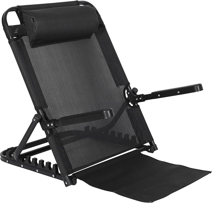 Adjustable Lifting Bed Backrest with Armrest Large Folding Back Rest for Bed Sitting up Multifunction Portable Bed Backrest Support with Pillow for Neck Head Lumbar Elderly Patient Read Eat