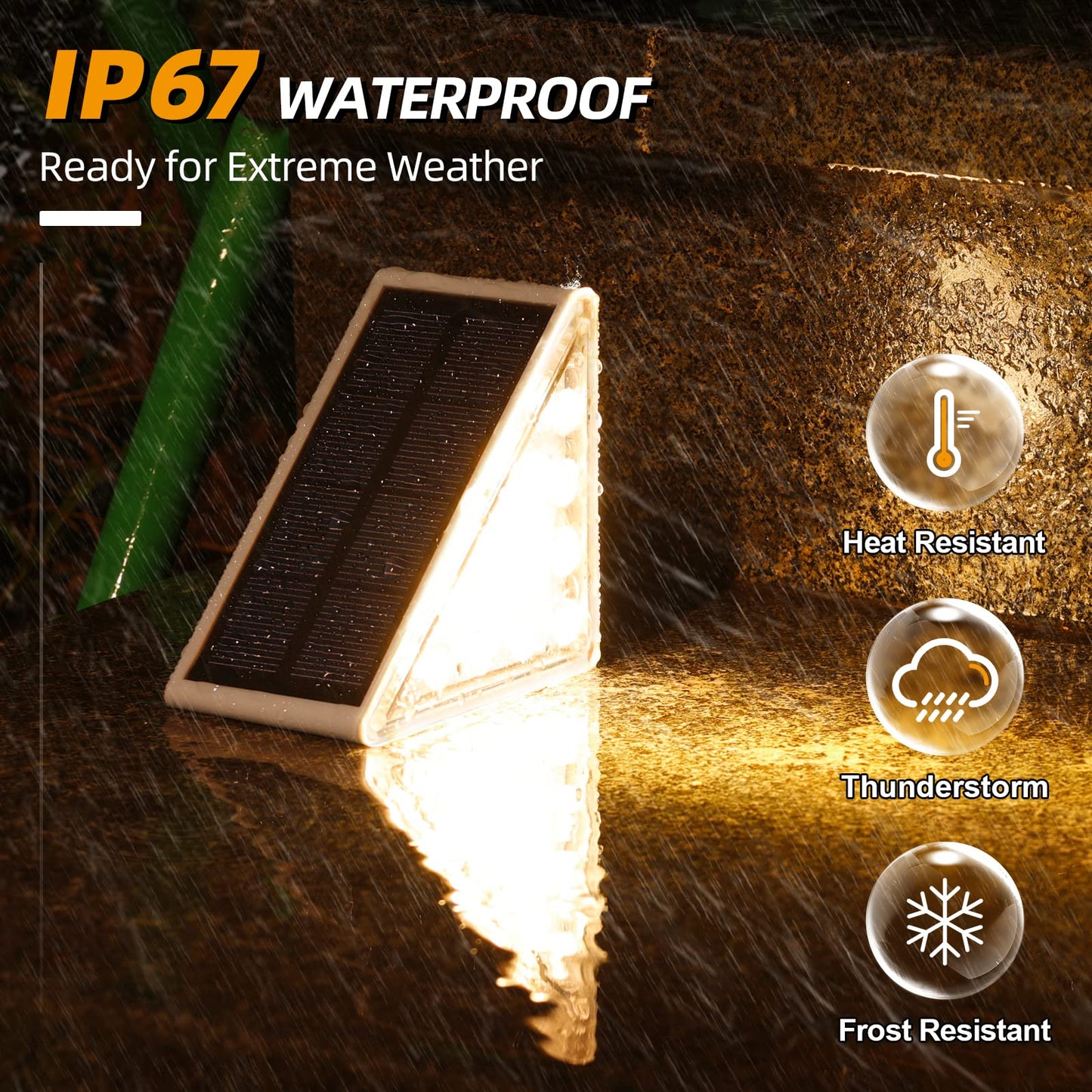 Niorsun Solar Step Lights, 8 Pack Warm White Waterproof Ip67, Auto On/Off For Steps, Patio, Yard, Deck - Model Abe110-A