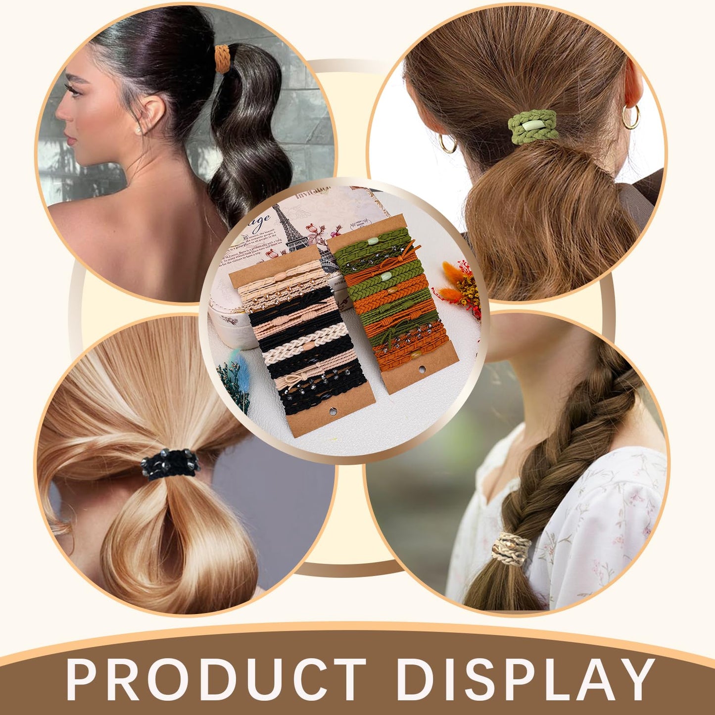 Womens hair ties,Boho Hair Ties 40pcs,anti breakage hair bands,ponytail holders,no damage for thick and thin hair,elastics hairt