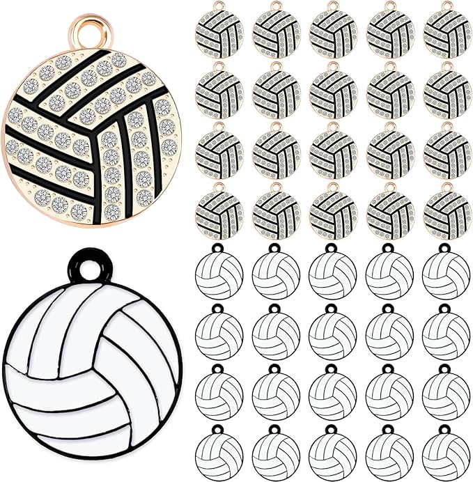 MARFOREVER Sports Charms, 40 Pcs/20 Pairs Volleyball Charms for Jewelry Making, Rhinestone Ball Game Enamel Charm Pendants...