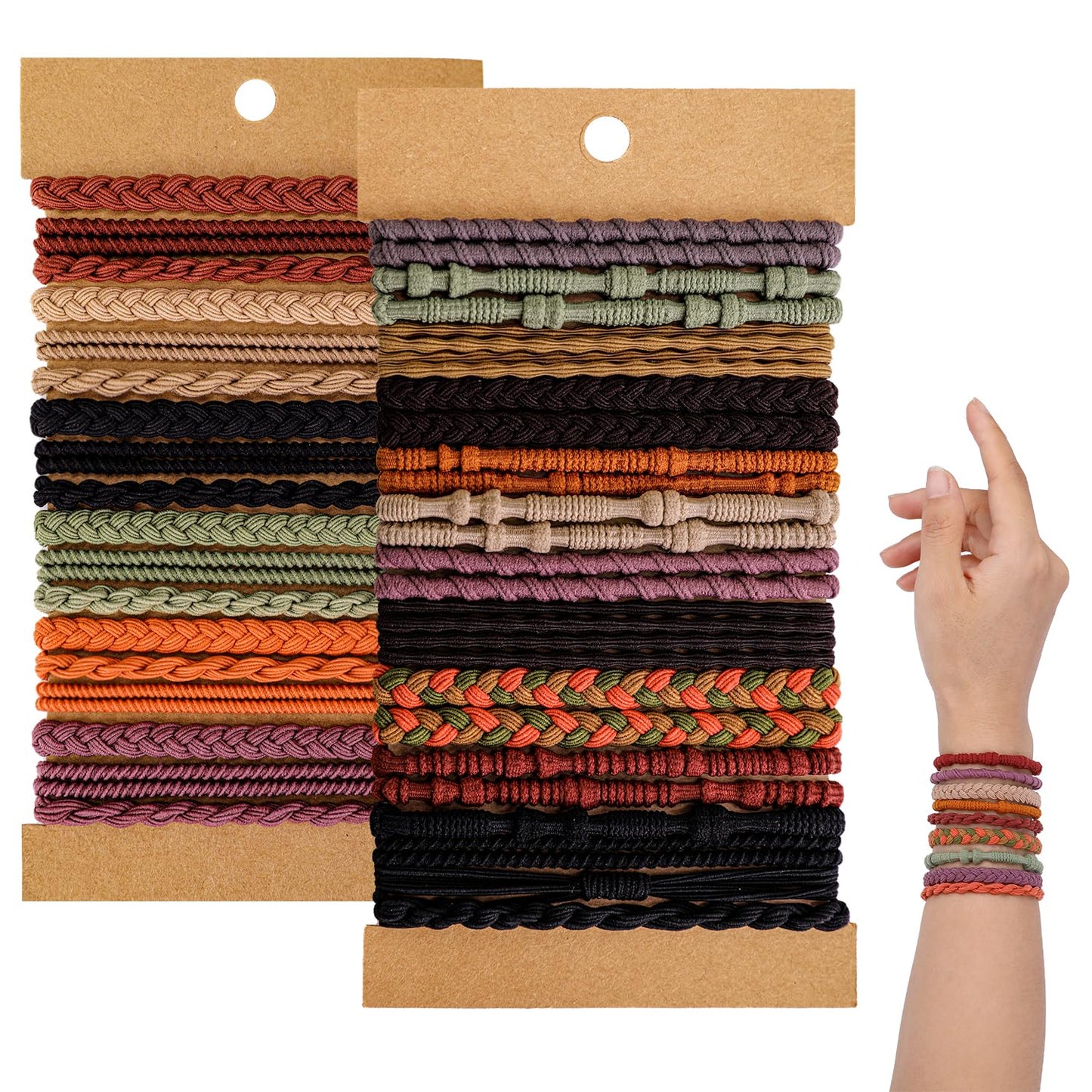 Boho hiar ties 25pcs Cute Bracelets for Thin and Thick Hair, Hair Accessories for girl or Women,Soft Dual-Use No-Damage Ties, El