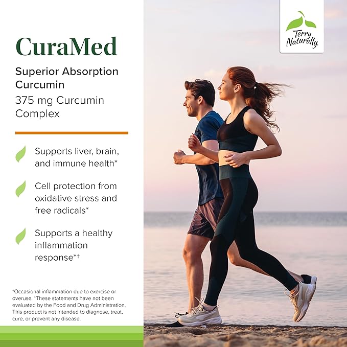 Terry Naturally CuraMed 375mg - Antioxidant Supplement for Brain & Immune Health Support - Dietary Supplement with Curcumin & Turmeric Essential Oil - Herbal Liver Support - 120 Softgels