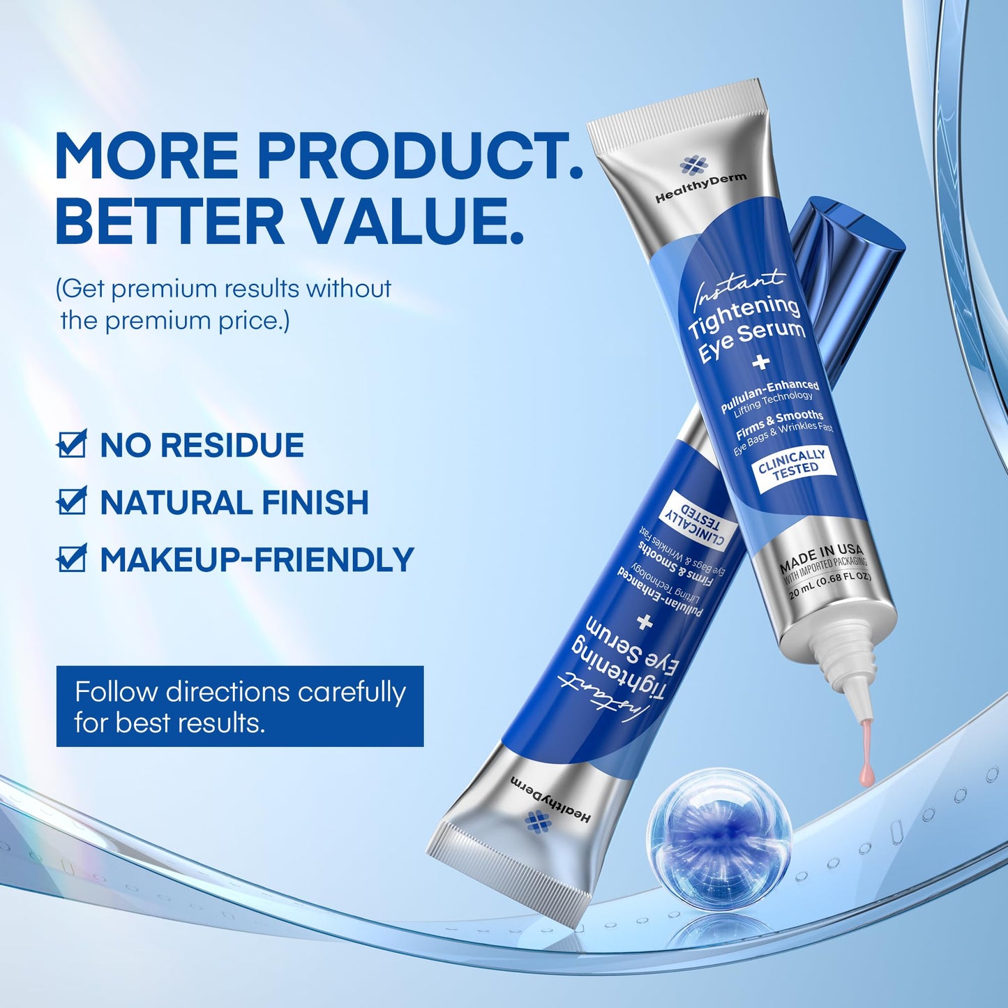 Instant Under Eye Lift Serum - Reduces Eye Bags, Wrinkles, Puffy Eyes, Dark Circles & Crows Feet in Minutes - Advanced Firming P