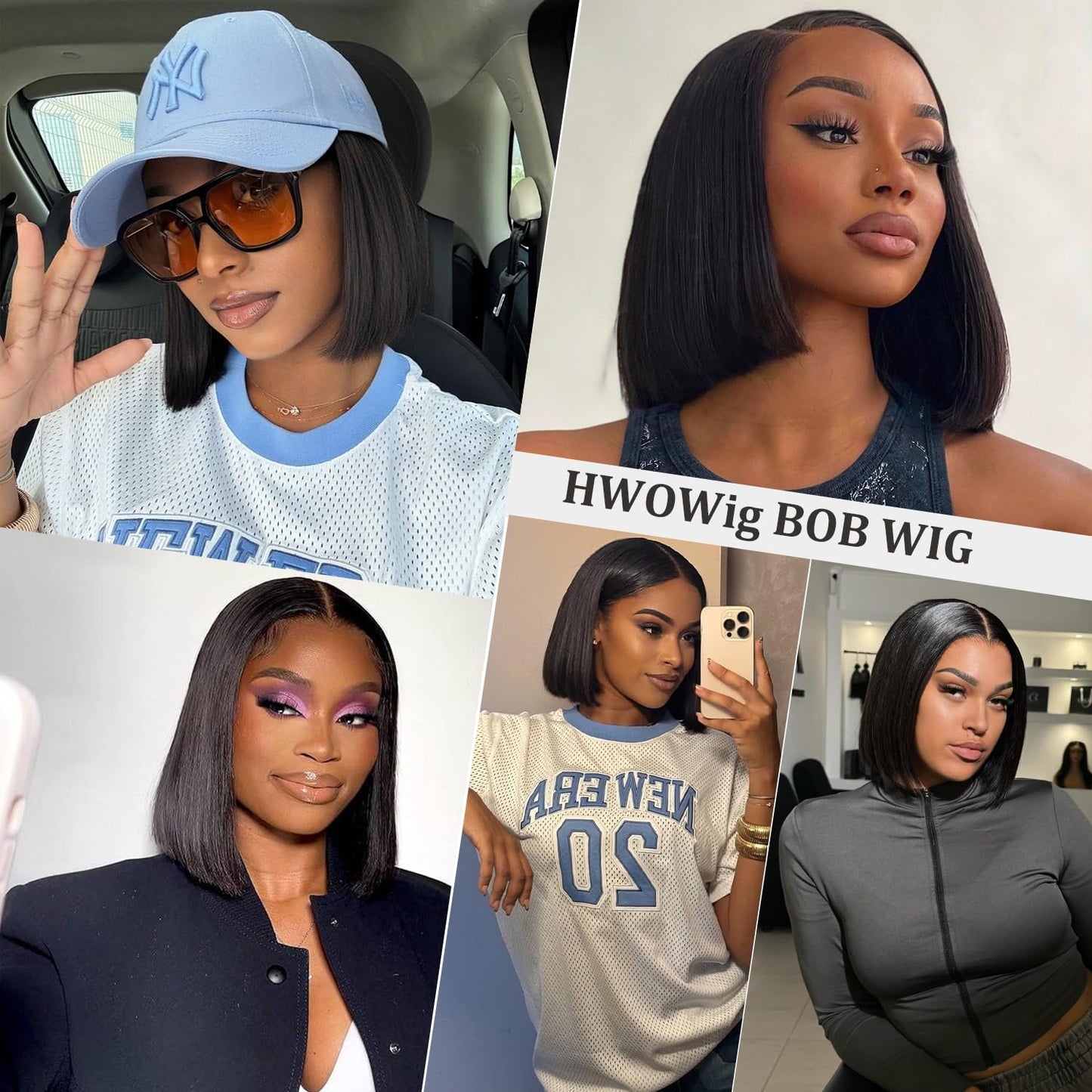 Wear and Go Glueless Bob Wig Human Hair Pre Plucked Pre Cut 5x5 Lace Closure Bob Wigs for Black Women 250% Density Wigs Human Ha