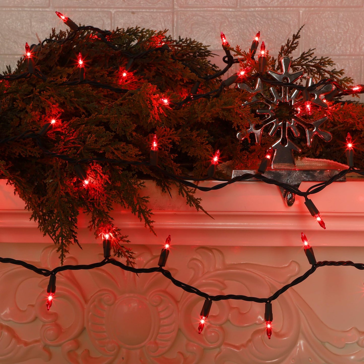 Watereem 2 Pack Red Christmas String Lights  100 Count Each  Incandescent Mini Christmas Lights  Connectable Xmas Tree Light For Indoor Outdoor Garland Birthday Holiday Wedding Festival Party