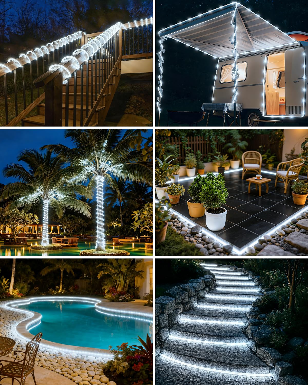 Btfarm Solar Rope Lights Outdoor  120Led 46Ft Solar String Lights Outside Waterproof  8 Lighting Modes Tree Tube Fairy Light Solar Powered For Garden Christmas Yard Party Decorations  Cool White