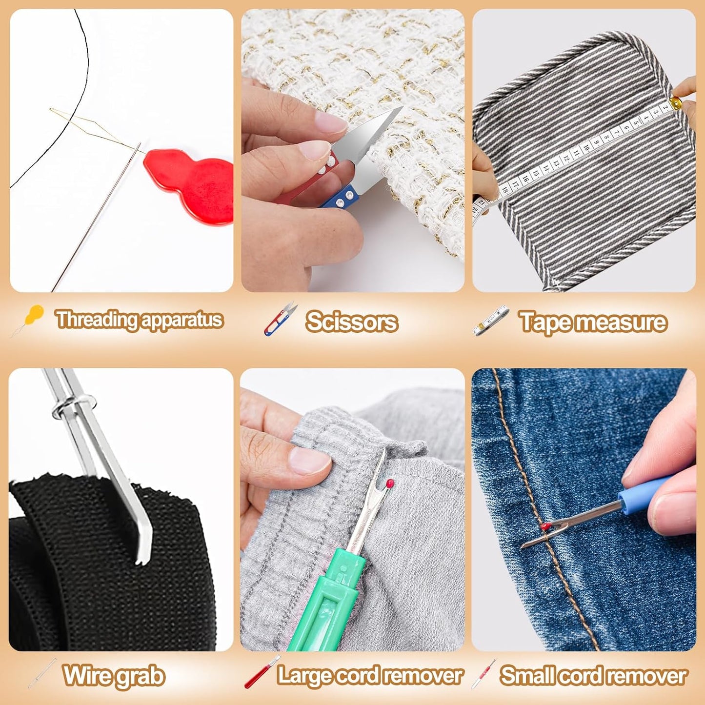 CousDUoBe Sewing Thimble Kit,thimbles for Hand Sewing，Needle threaders，Seam Rippers for Sewing，Measuring Tape and Thread Snips, Hand Embroidery Craft（Complete Sewing Kit）