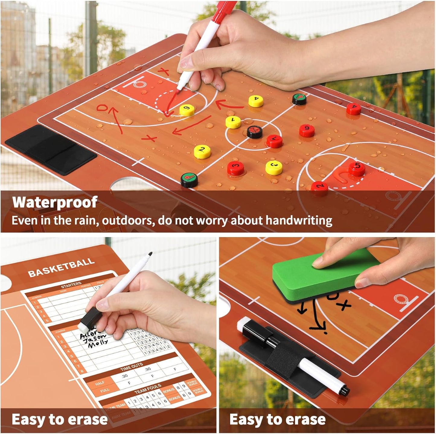 R2Depot Magnetic Coach Marker Boards, Dry Erase Double-Sided Coach Lineup Clipboard, Coaches Gift, Fit for Basketball, Football, Soccer, Baseball