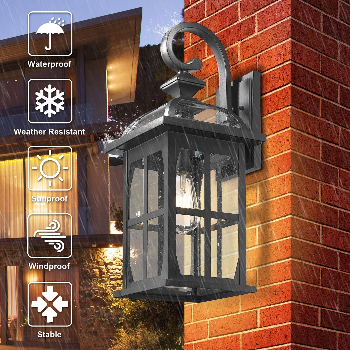 Darkaway 2Pcs Large Outdoor Wall Light  22Inch Exterior Light Fixture With Seeded Glass  Aluminum Outside Lights Sconces Exterior Lighting For House Porch Patio Doorway