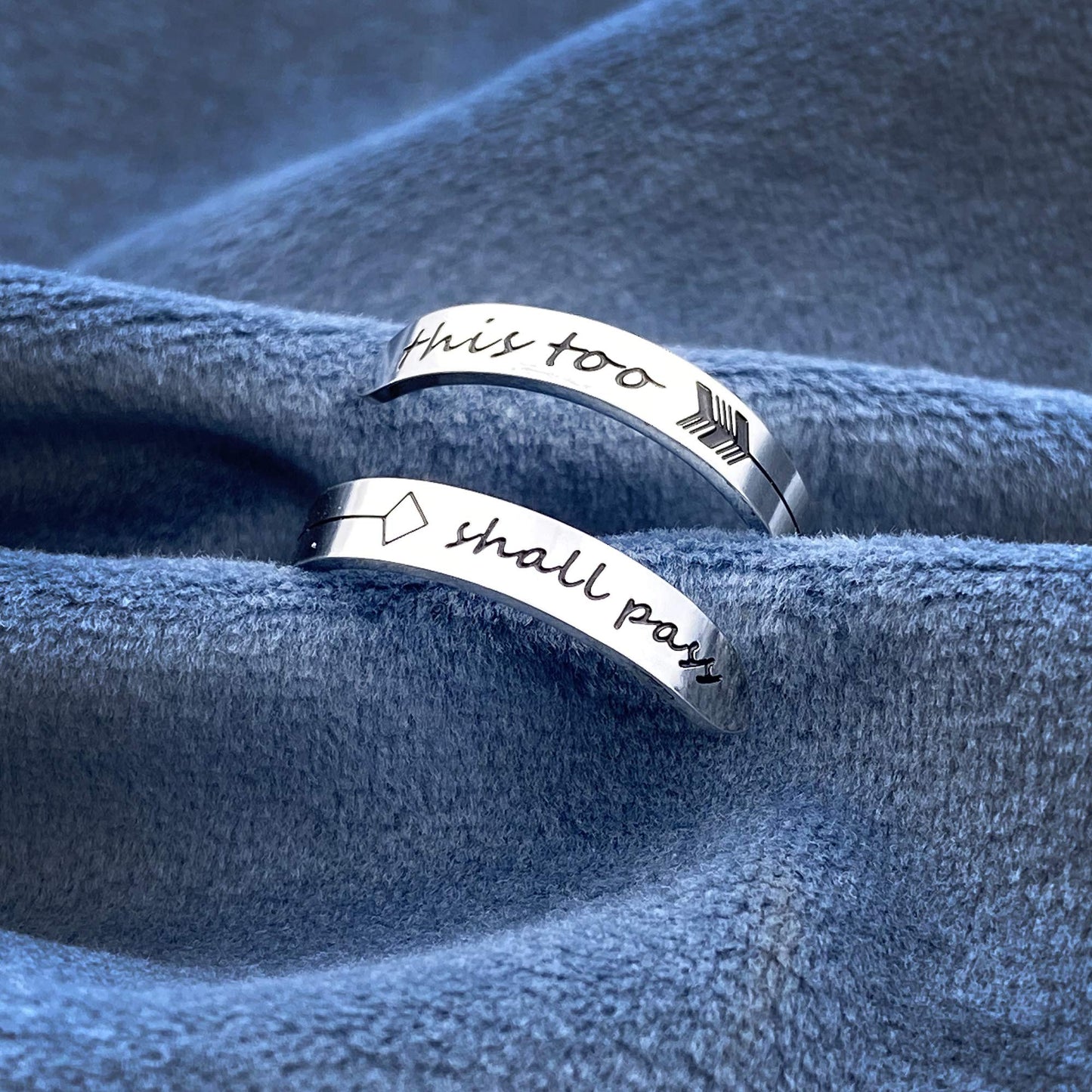 Vrycot This too Shall Pass Adjustable Stainless Steel Silver Inspirational Opening Cute Hiphop Band