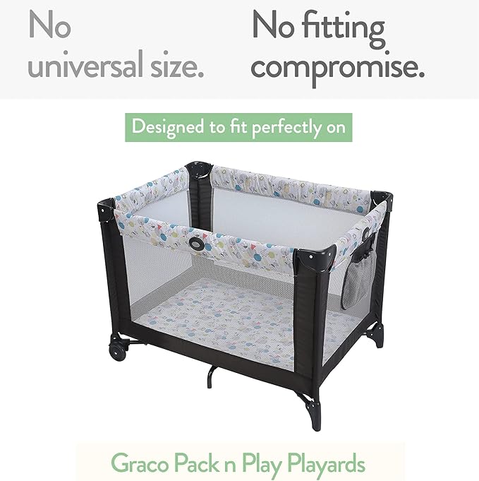 Pack and Play Sheets Fitted – Compatible with Graco Pack n Play Playard Crib and Other 27 x 39 Inch Playpen Mattress – Snuggly Soft 100% Jersey Cotton – 2 Pack Play Yard Sheet Set for Boys & Girls