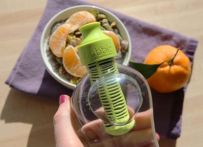 Bobble Classic Water Bottle, Filtered Water, BPA-Free Reusable Bottle, Soft Touch Carry Cap with Replaceable Carbon Filter for Sustainable Water and Hydration 18.5 oz - 2 Pack (Black)