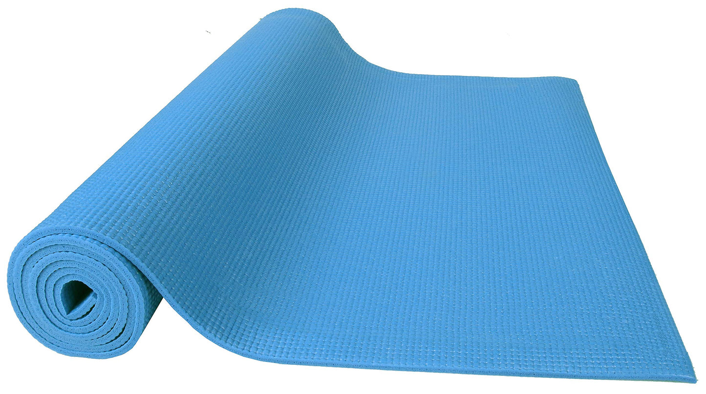 Fitvids 1/4-Inch High Density Thick Non Slip Yoga Mat with Knee Pad and Carrying Strap for Workout, Pilates, Gym Home Exercise, Blue