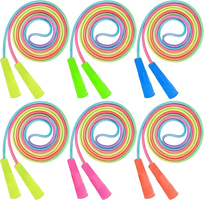 ZATAYE Kids Jump Rope, Colorful Gradient Nylon Skipping Ropes for Children, 7.55FT Adjustable Length, Plastic Handles, Lig...