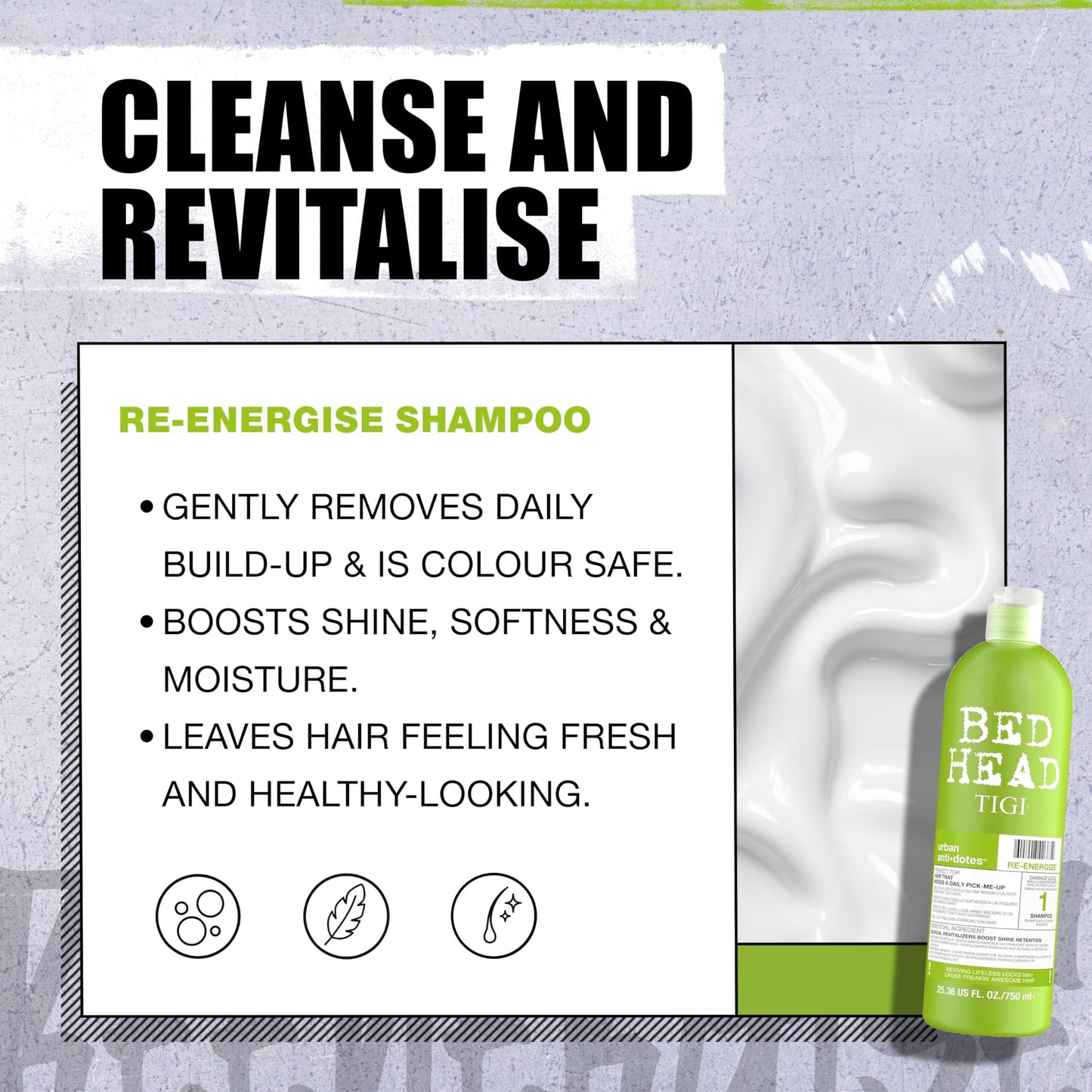 Bed Head by TIGI Urban Antidotes Re-Energize Daily Shampoo and Conditioner 25.36 fl oz 2 count