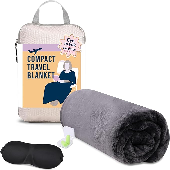 SMART TRAVEL Travel Products Travel Blanket Airplane Compact-Bag Settravelblanket Travel Blanket Airplane Compact with Bag Travel Essentials for Airplane Long Flight Essential for Women, Men, Kids