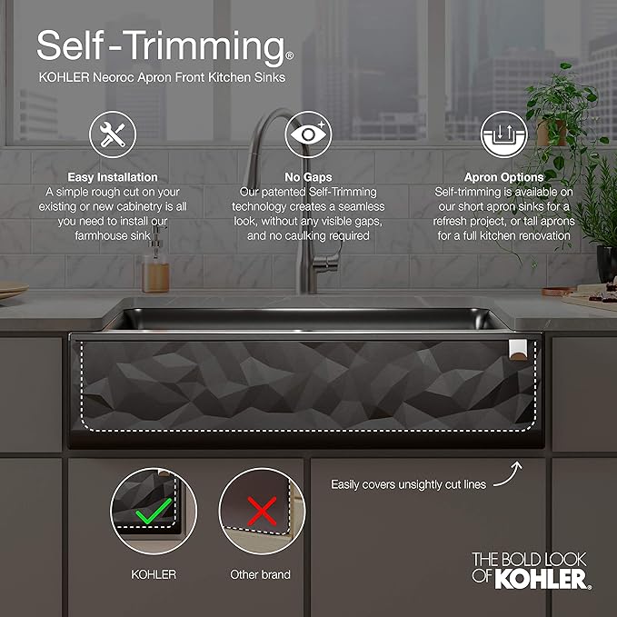 KOHLER K-25788-CM8 Cairn Sink, 36 in, Matte Black Plum