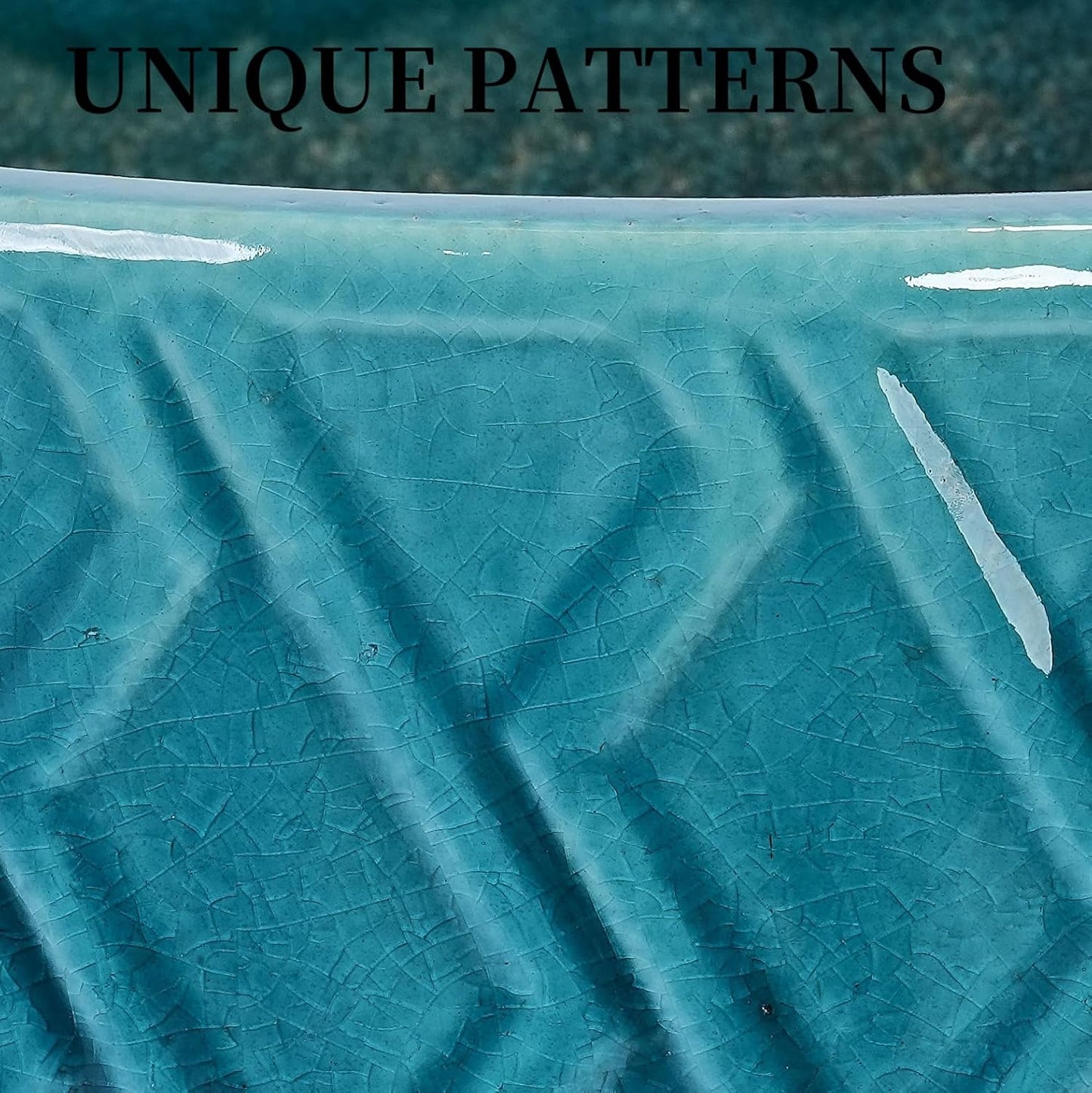 Large Ceramic Planter Pot 21 Inch, Tall Plante Pots Decorative Flower Pot with Diamond Textured Pattern and Drainage for Indoor Outdoor Plants (Teal Blue)