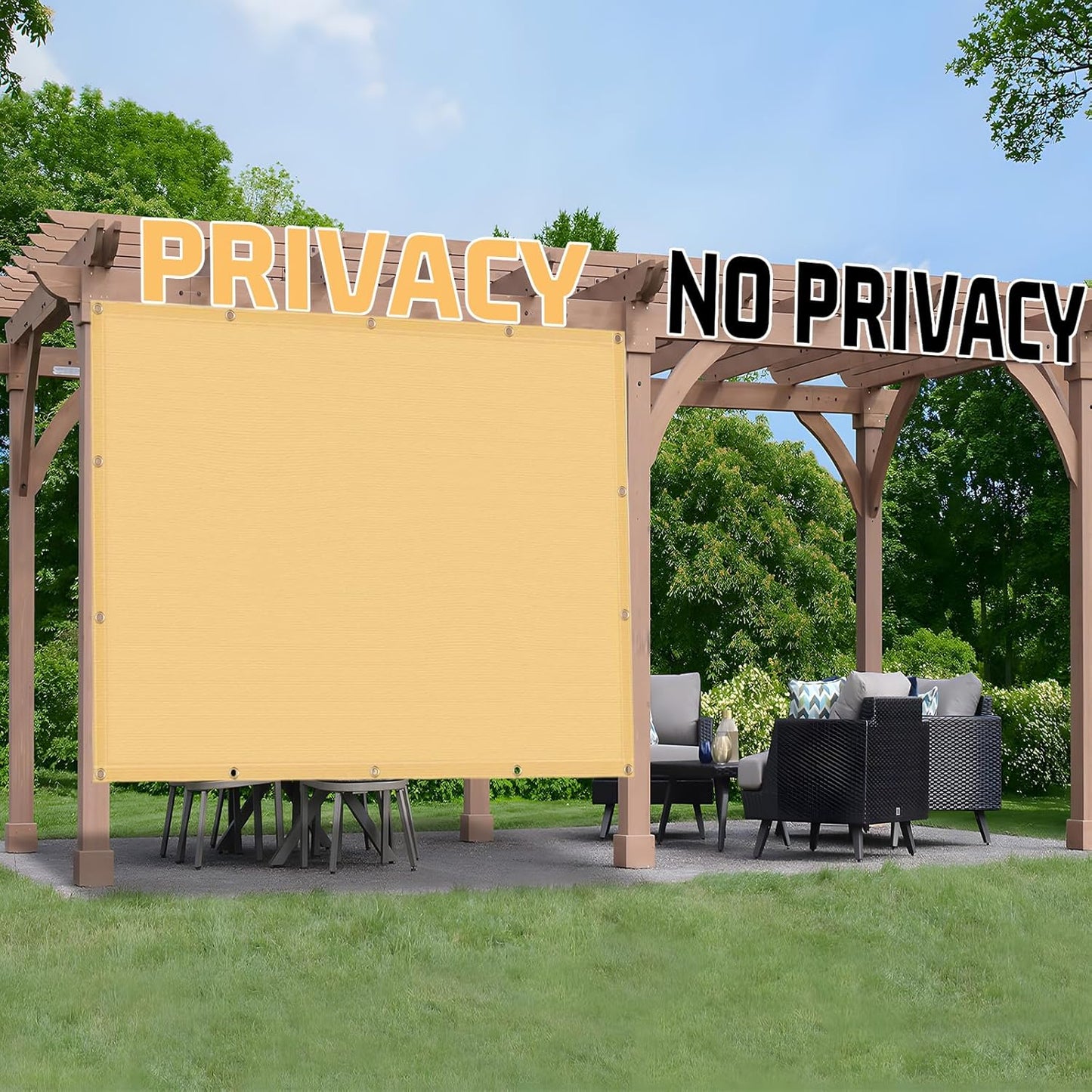 SUNNY GUARD Shade Cloth 4/6/8/10/12 FT Sun Shade Screen Fabric Shade Cover Tarp with Grommets for Pergola Backyard Garden, Sand