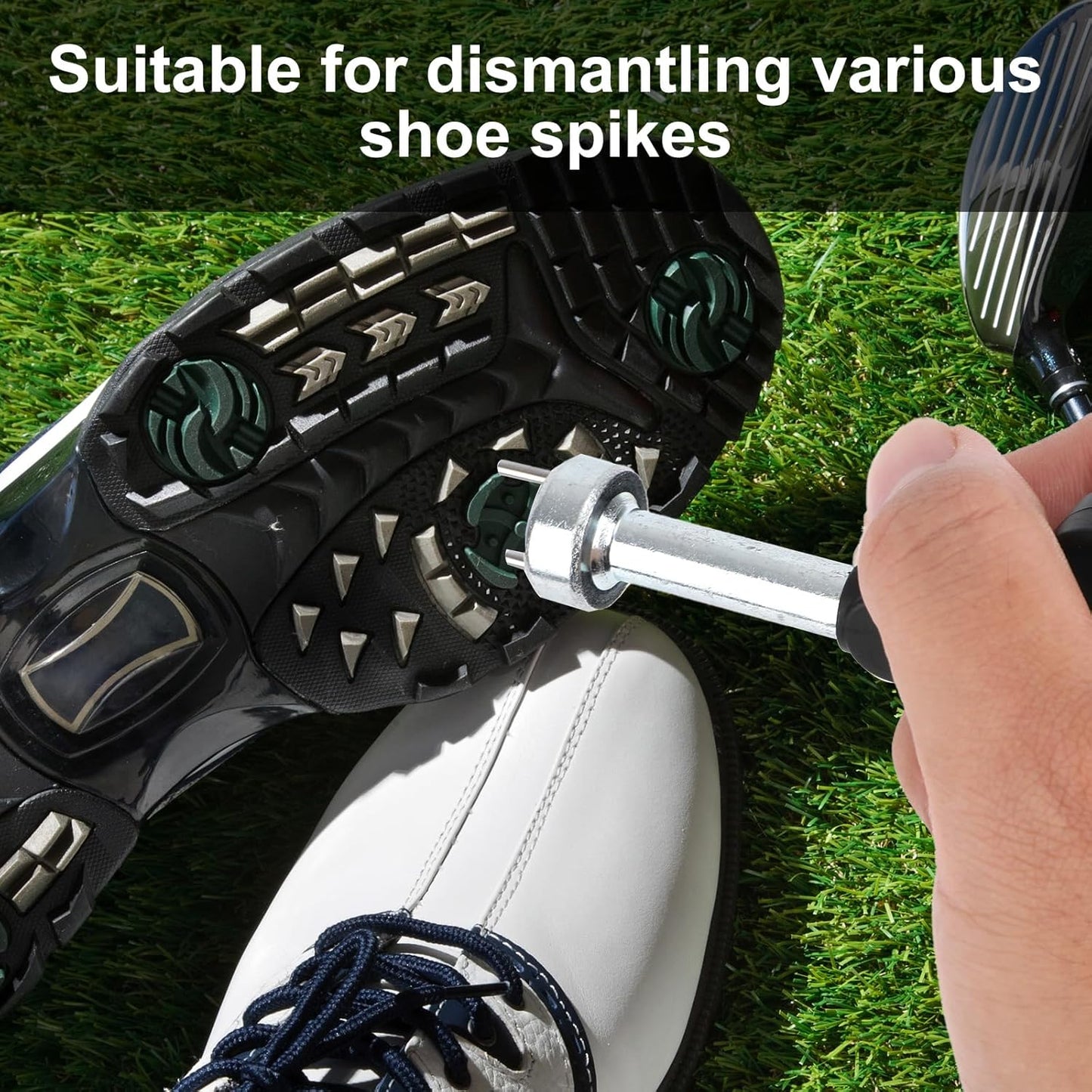 Spike Wrench for Golf Shoes, Iron Alloy Golf Shoes Replacement Spikes Tool with Comfortable Grip Golf Shoe Spike Softspikes Remover for Spike Shoes (Black)