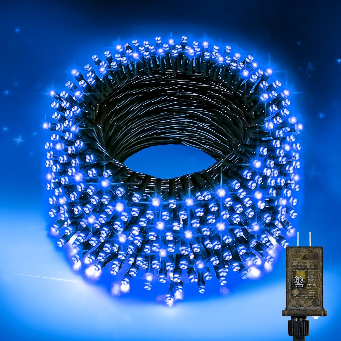 Nisocy 66Ft 200 Led Blue String Lights With Green Wire  Waterproof Seasonal Fairy Lights With 8 Modes  Indoor Outdoor Decorative Lighting For Christmas Tree  Party  Garden  Patio
