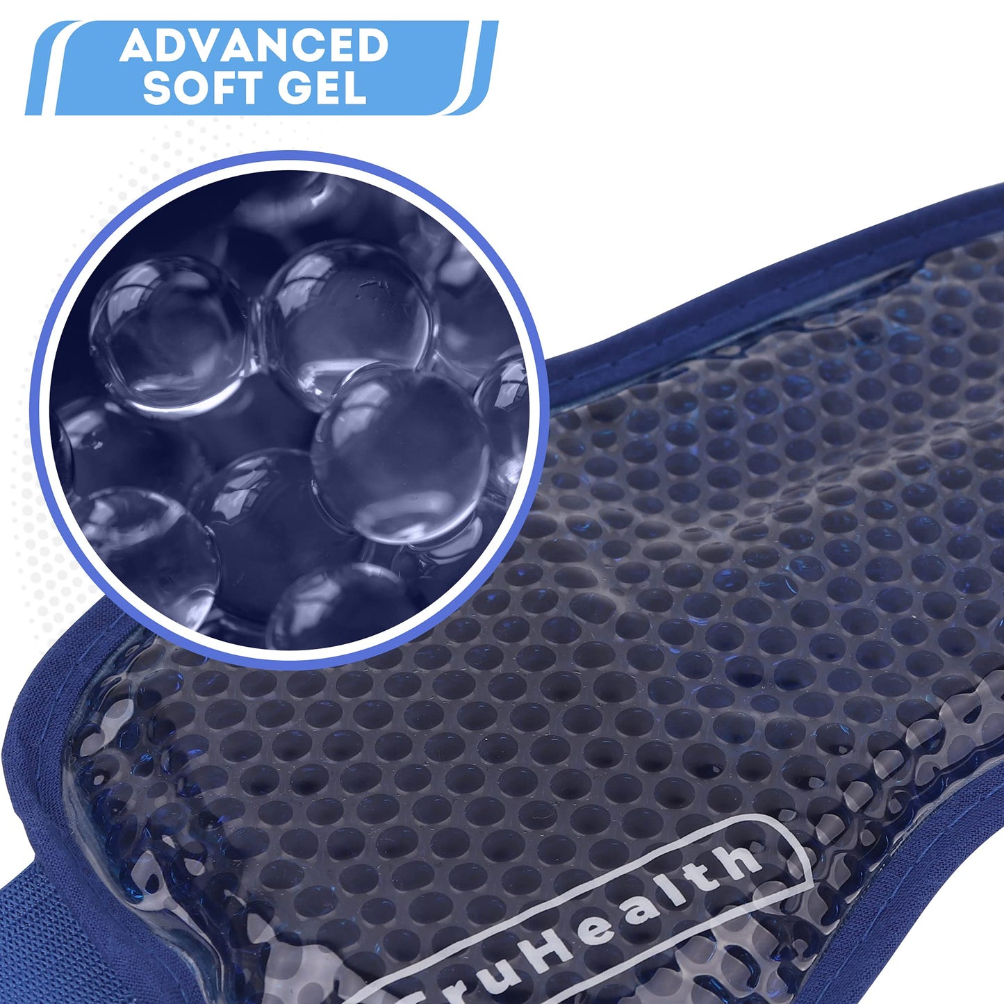 TruHealth Gel Bead Hot and Cold Eye Masks - FSA HSA Approved Reusable Gel Bead Ice Pack Provides Ice and Heat Pain Relief for Head, Puffy Eyes, Beauty, Relaxing, and Sleep (Navy Blue)