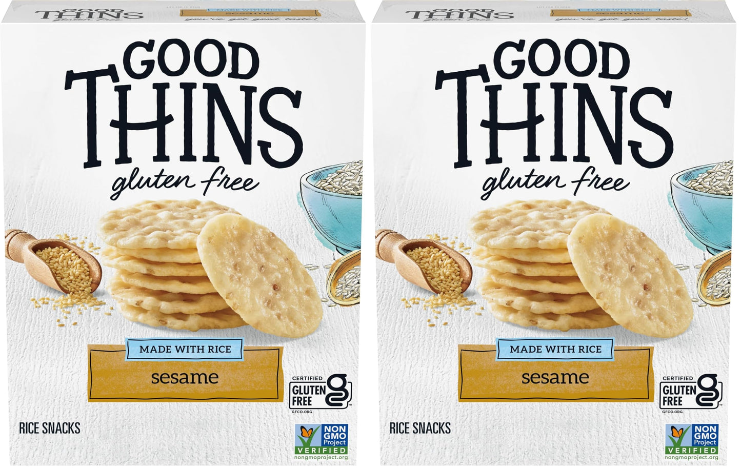 GOOD THINS Sesame Rice Snacks Gluten Free Crackers, Snack Crackers, 3.5 oz (Pack of 2)
