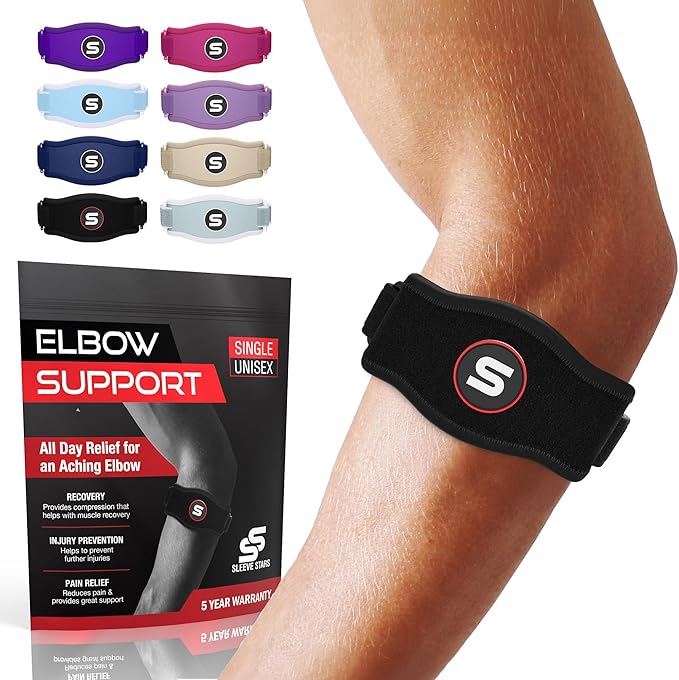 Sleeve Stars Tennis Elbow Brace for Women - Adjustable Tennis Elbow Strap, Golfers Elbow Brace for Men, Counterforce Brace...