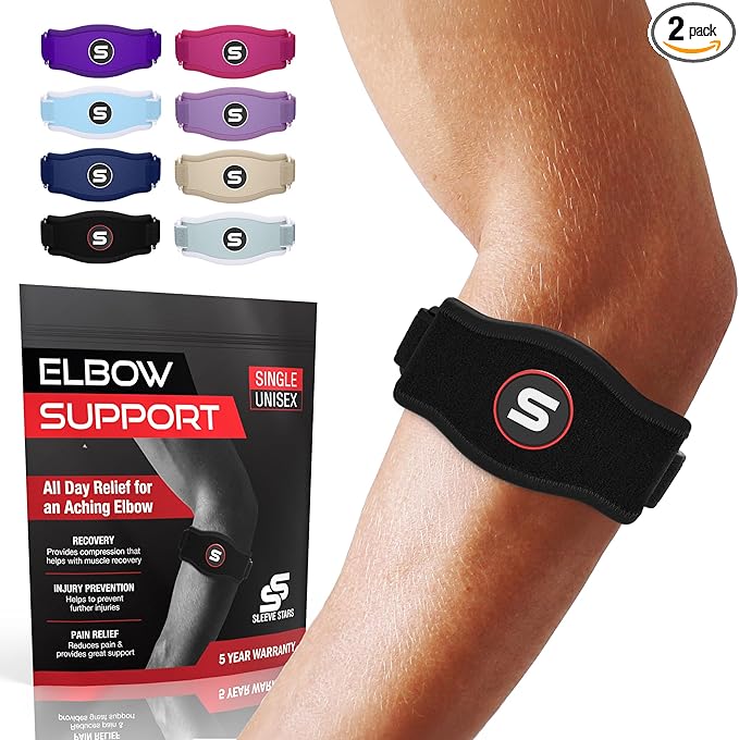 Sleeve Stars Tennis Elbow Brace for Women - Adjustable Tennis Elbow Strap, Golfers Elbow Brace for Men, Counterforce Brace...
