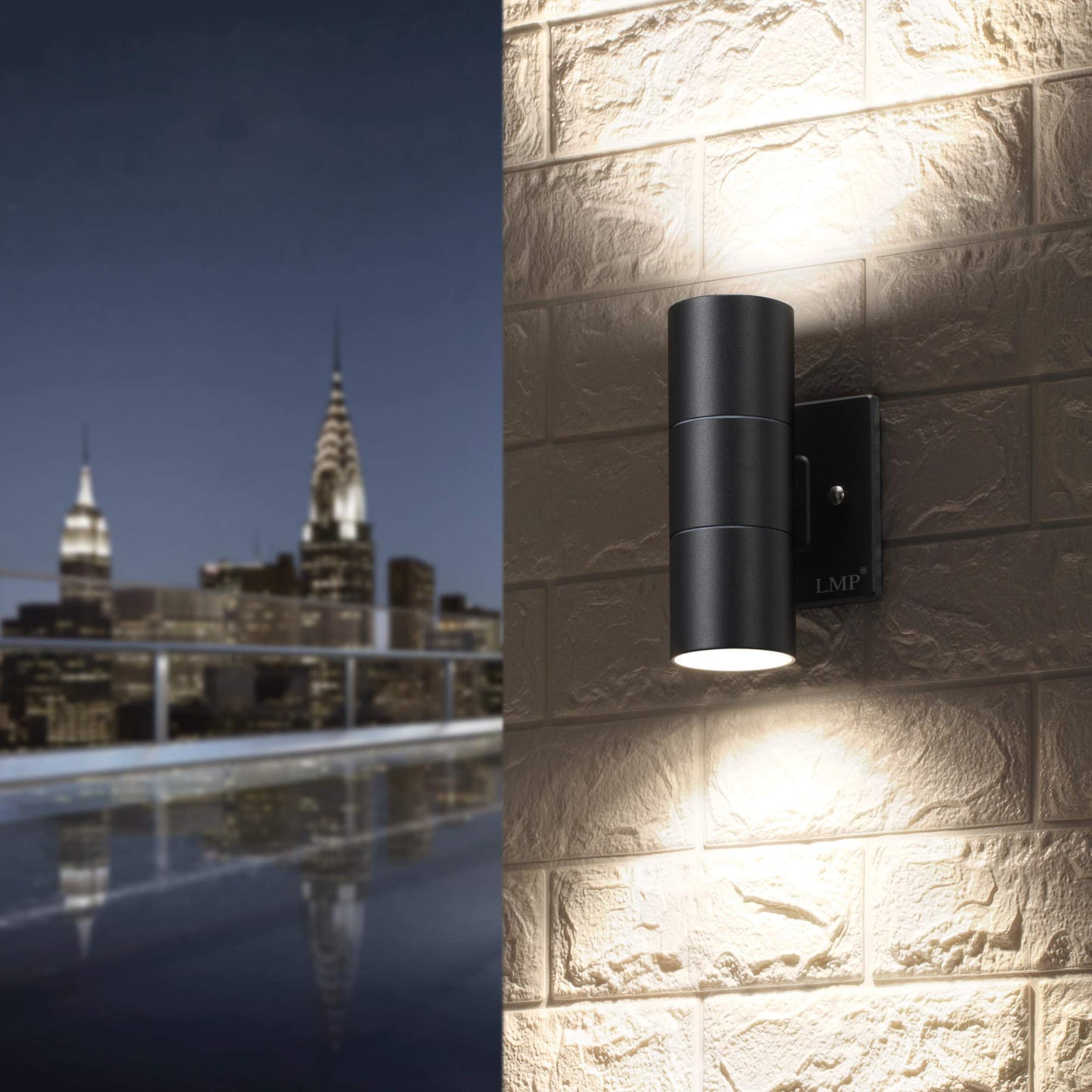 LMP Modern Outdoor Wall Light, Black Aluminum Finish, 4 Pack, Model ZY-B1005BLACK4