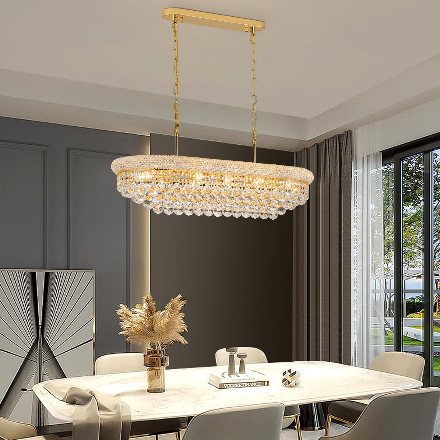 Crystal Chandeliers For Dining Room Light Fixtures Over Table  Modern Crystal Chandeliers For Kitchen Lsland  11 Lights Empire Style Gold stylish Lighting Fixtures For Living Room Bar L34.5 Inch