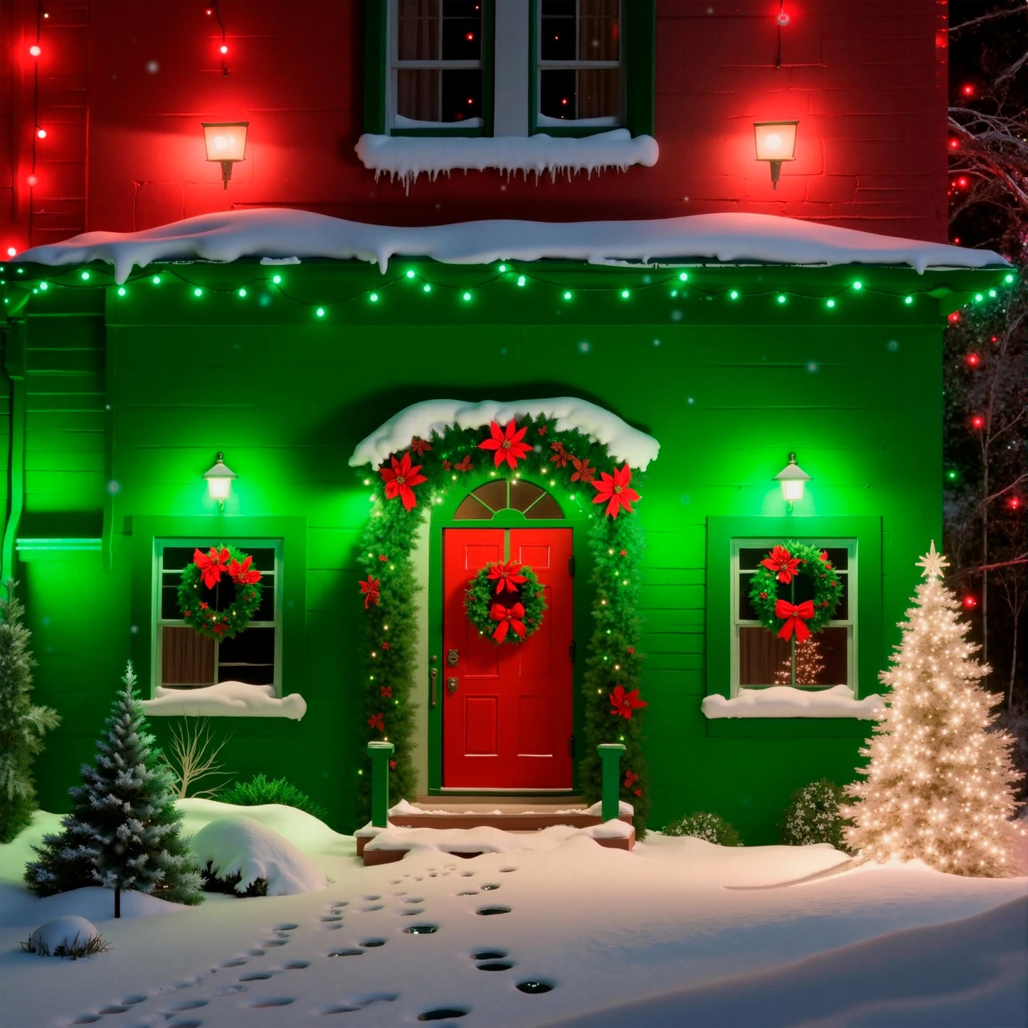 Joyin Red And Green Light Bulbs - 4 Pack Led A19 Christmas Light Bulbs  E26 Base 9W Red Green Lightbulb Party Holiday Lighting  Porch Garden Indoor Outdoor Christmas Decoration